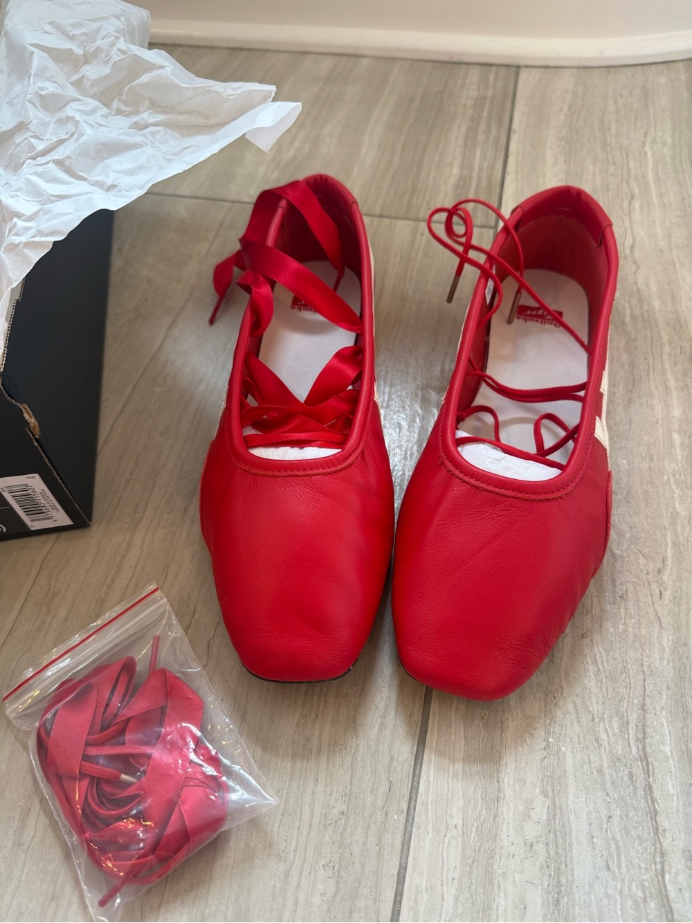 Onitsuka Tiger by Asics Red Women's Lace-Up Ballet Sneakers